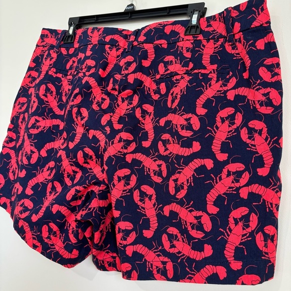 J. Crew Factory Plus Size 16 Navy Red Lobster print classic chino shorts - Picture 7 of 15
